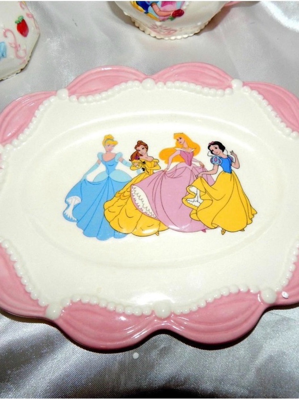 Disney Princess Pink and White Porcelain Play Tea Set - Picture 2 of 9